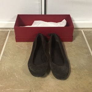 Salvatore Ferragamo brown suede flats, size 9.5
